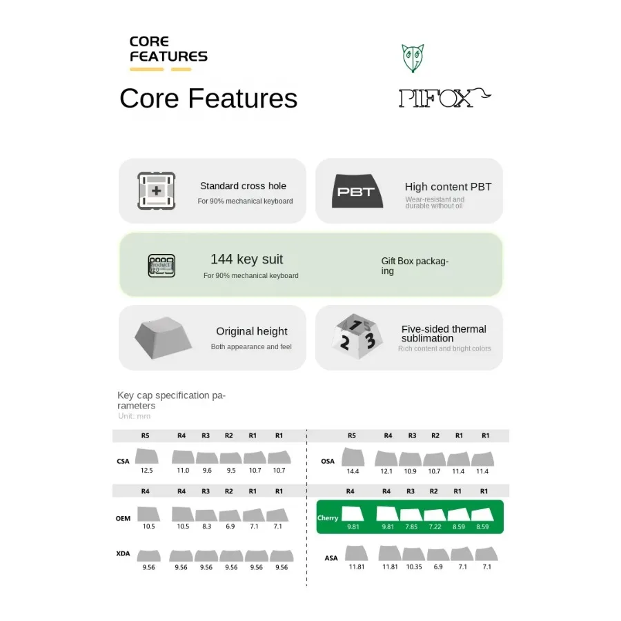 PIIFOX 《Morse Code》 Keyboard Keycaps PBT Original Profile Cross Hole Five Sides Heat Sublimation 144 Keys Accessory  Customized