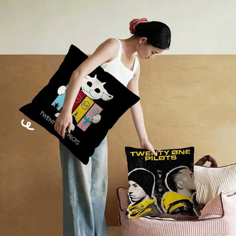 Popular T-Twenty One Pilot Decorative Room Aesthetics Pillow Case Home Decor Bedroom Sofa Bed Couch Pillow Cover 45x45