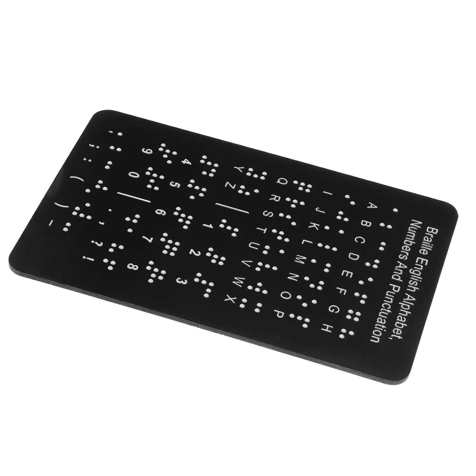Braille Alphabet Board Black Raised Dots Beginner Learning Tool Blind Children Numbers Letters Punctuation Reading Practice Aid