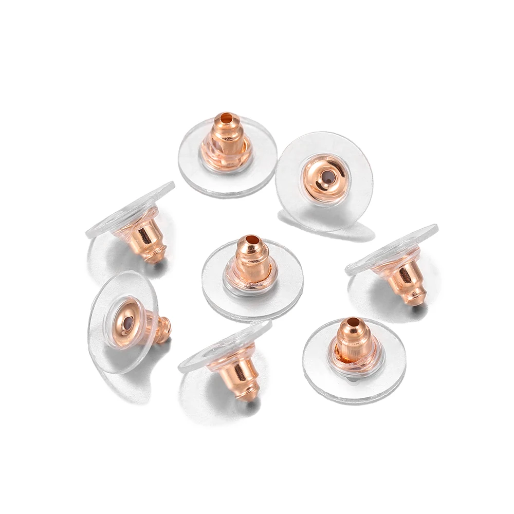 100 teile/los Gummi Ohrring Stopper Edelstahl Earnuts Stud Ohrring Zurück Für DIY Schmuck Machen Erkenntnisse Zubehör – Detail 4