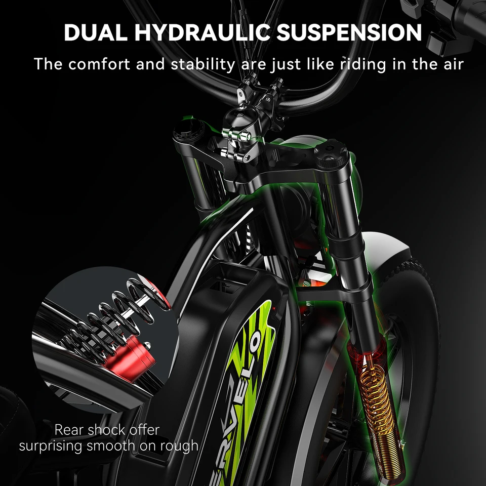 Cybervelo EK11 1000W Fat Tire Electric Dirt Bike 20" All-Terrain E-Bike 30MPH 48V 20AH/30AH Removable Battery image 6