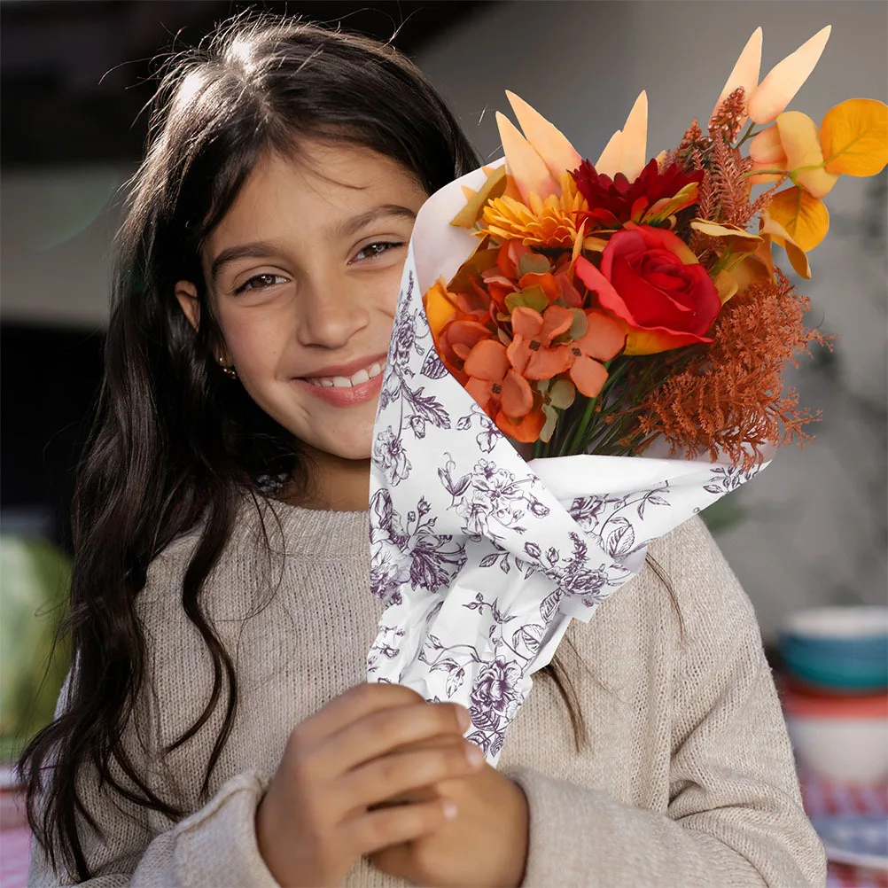 

40pcs Gift Wrapping Floral Packaging Sheets Durable Craft For Birthday Wedding Shower Festival Diy Decorative Wrapper