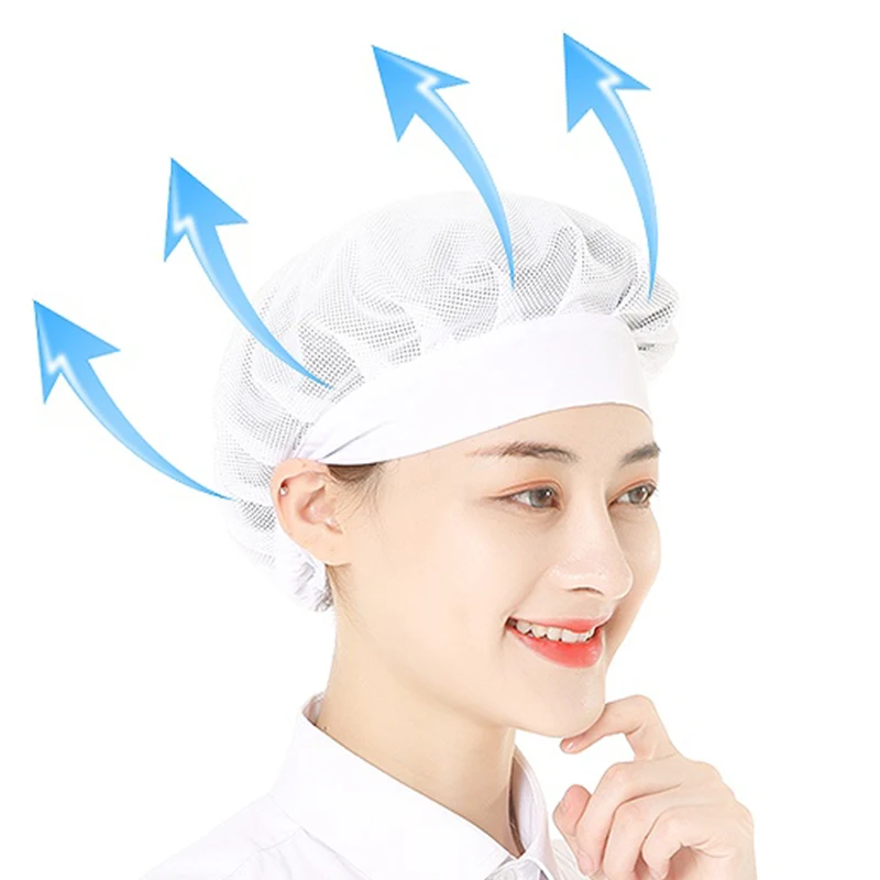 Wide-Brimmed Elastic Band Chef Hat Factory Workshop Work Hats Bar Restaurant Kitchen Cook Caps Bakery Cooking Breathable Net Cap