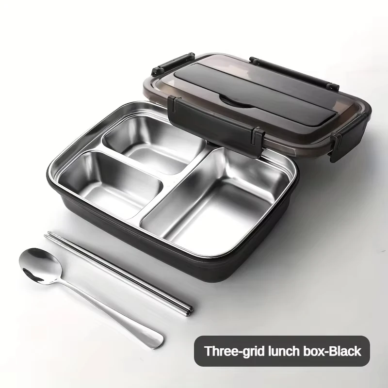 Auslaufsichere Edelstahl-Lunchbox mit 3/4 Fächern - Langlebiger, Leicht zu Reinigender Bento-Behälter für Schüler & Büroangestellte