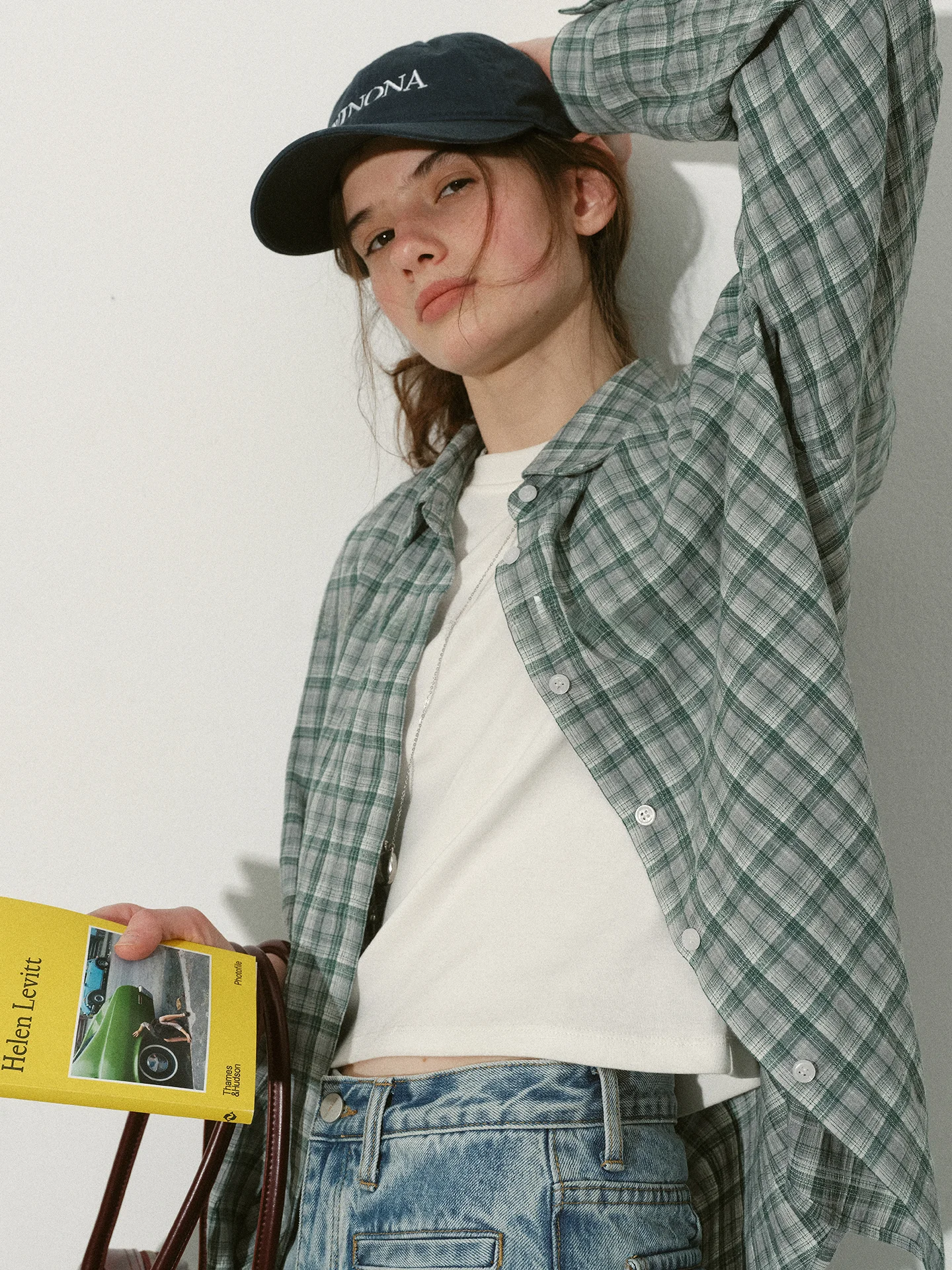 

Lofi Choose Vintage Plaid Long Sve Loose Cotton irt Women's Spring New Design Sense Pure Cotton Upper Body