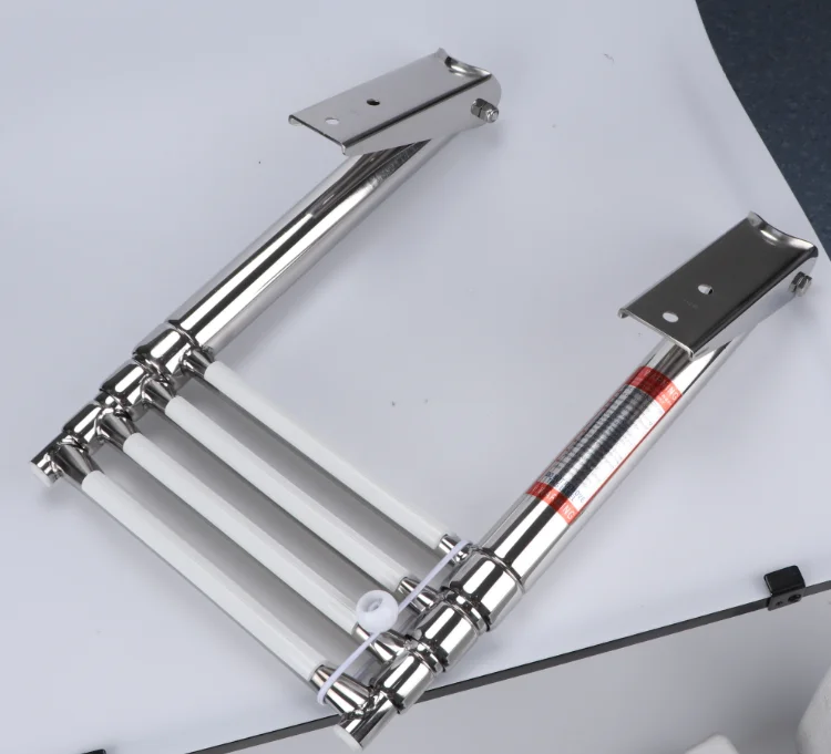 SS Telecscoping Drop Ladder,mirror Polished Marine Boat Accessory,telescopic Adjustable Support Steps Foldable Boarding Ladders