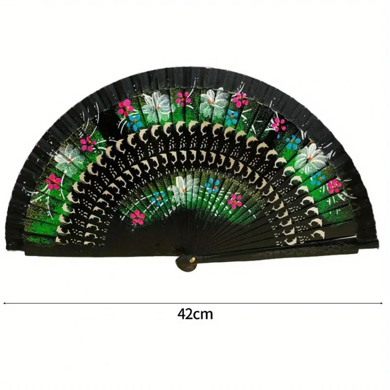 Folding Fan Wood Spanish Fan for Dancing Printing Hand Folding Fan Home Decoration Ornaments Craft Gifts for Guest