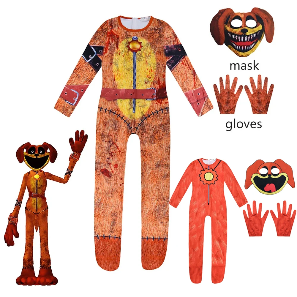 Disfraz de Halloween para niños, Cosplay de sonrisa, ropa de perro, traje de fiesta de cumpleaños, mono, máscara, traje de Catnap, regalo de Navidad para niños