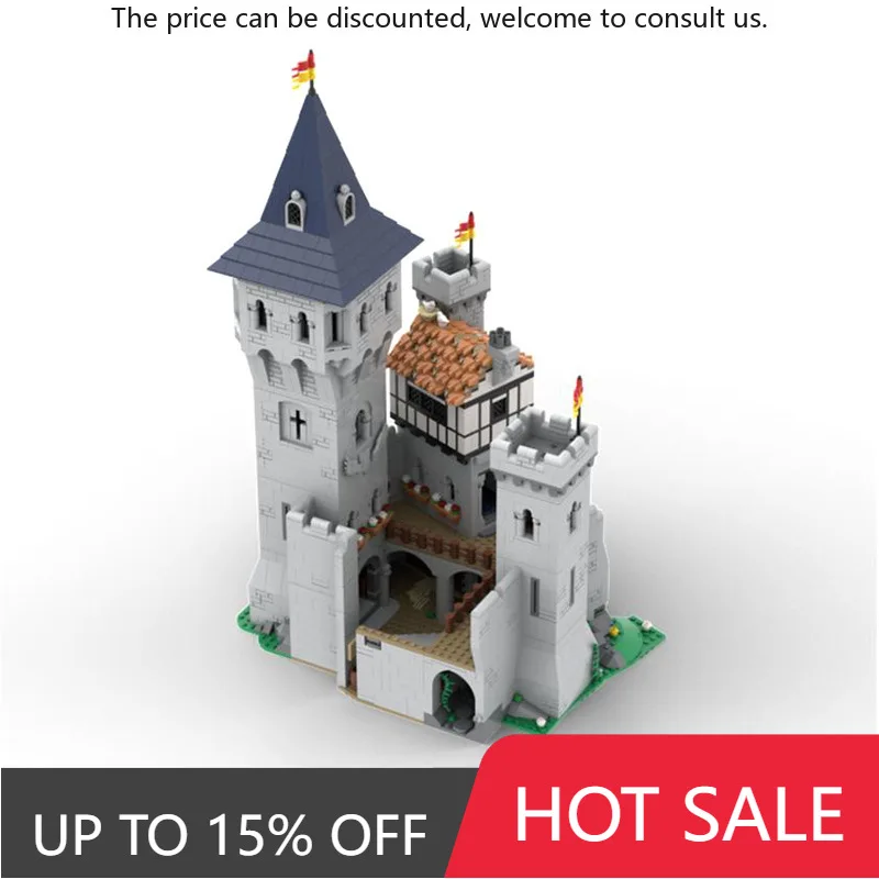 

MOC-142666 Toy Bricks Medieval Lion Castle Expansion Courtyard Building Blocks Compatible 10305 Renovation Of Courtyard