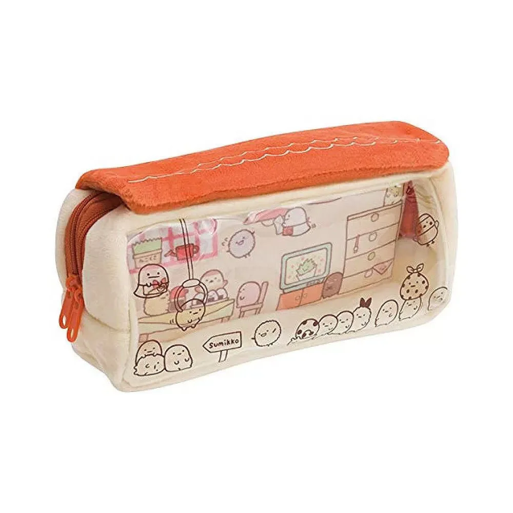 

Новые милые Sumikko gurashi двухслойные прозрачные косметички для девочек и женщин из ПВХ, детские сумки-карандаши, чехол для детей