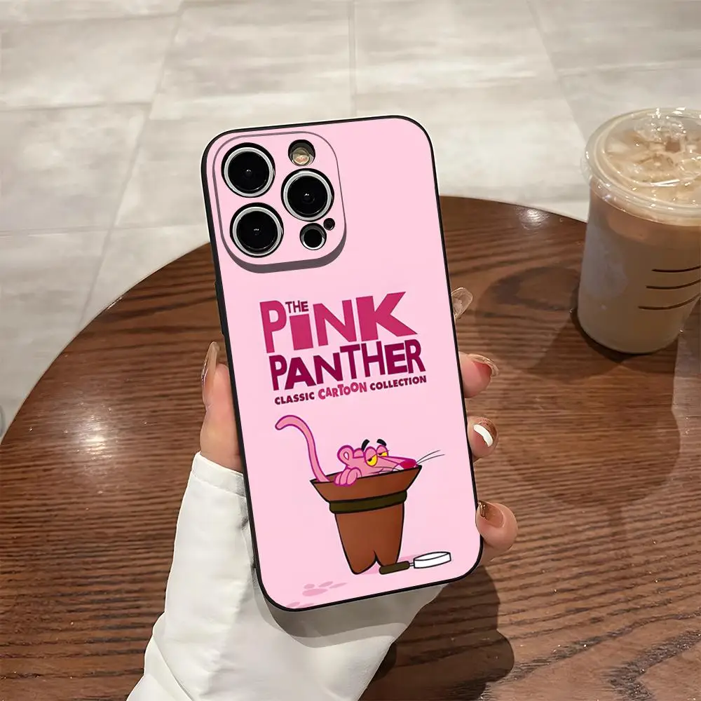 حافظة لهاتف آيفون 14 برو ماكس 12 16 13 برو 11 Xr X Xs 8 7 Plus من الرسوم المتحركة باللون الوردي P-PantherES