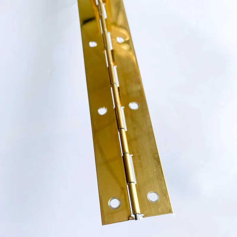 مفصل بيانو 3.5 متر 138 بوصة مفصلات مستمرة من الفولاذ المقاوم للصدأ شديدة التحمل ذهبية للخزائن باب القارب البحري، سمك أوراق 0.03 بوصة