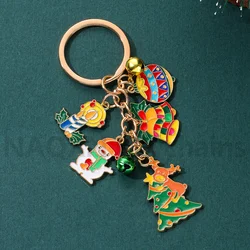 Lovely Hat Bell Star Tree Snowman Christmas Keychains Snowflake Key Rings For Women Men Handmade DIY Jewelry Bag Festival Gift
