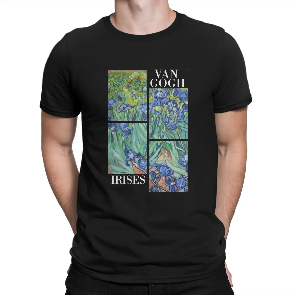 Irises Men T Shirt Vincent van Gogh Creative Tee Shirt Short Sleeve Round Collar T-Shirt 100% Cotton Summer Tops