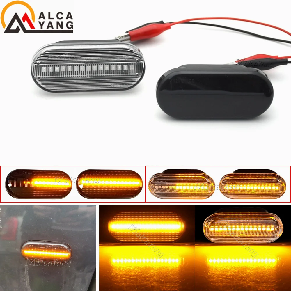 2pc Dynamic Led Turn Signals Side marker light Lamp for VW Volkswagen Bora Golf 3/4 Passat 3B Polo 6N Sharan Vento T5 SEAT Ibiza