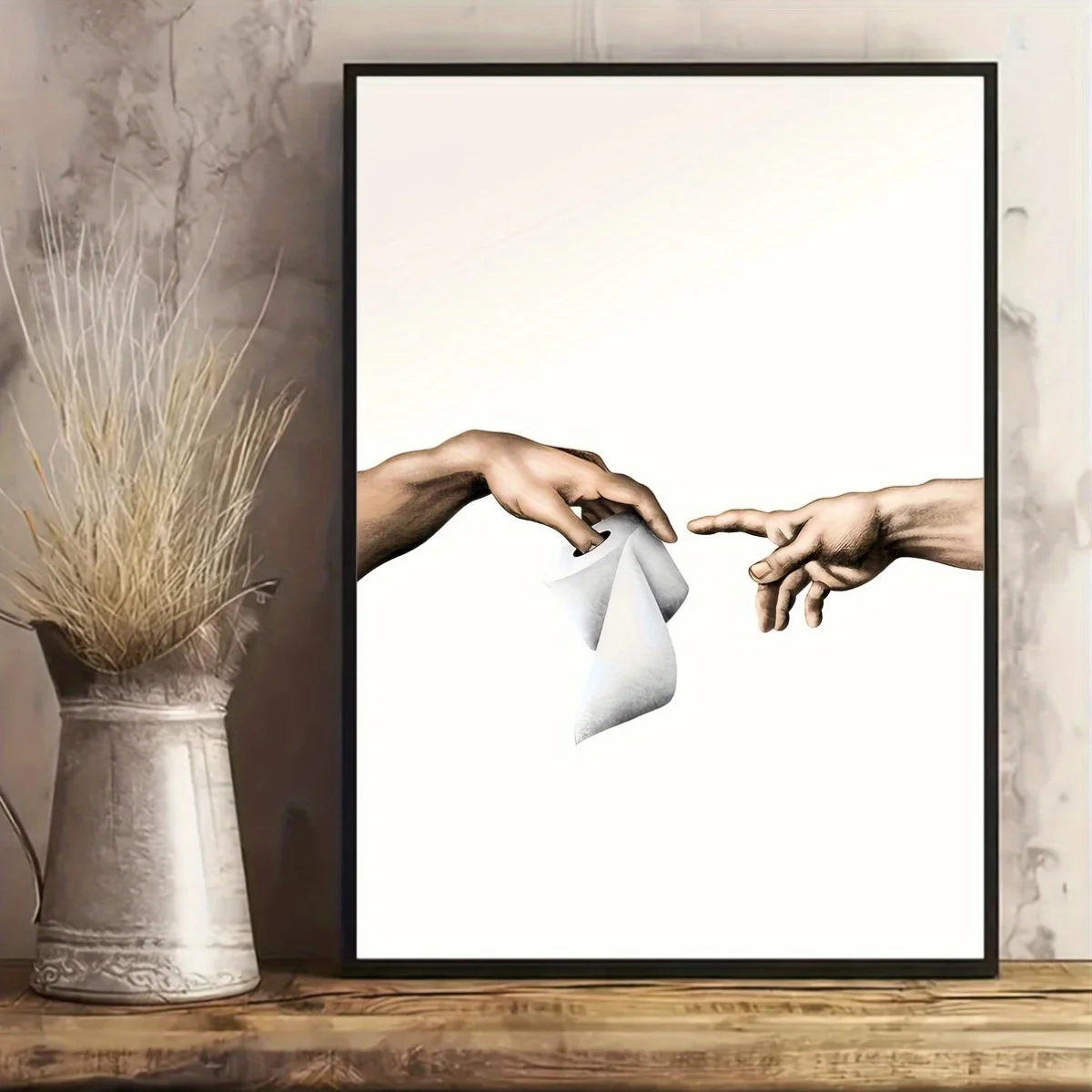 1pc Canvas Wall Art Print - Modern Spoof Adam & Toilet Paper - Frameless Decor for Home, Office, Living Room - Ideal for Chri