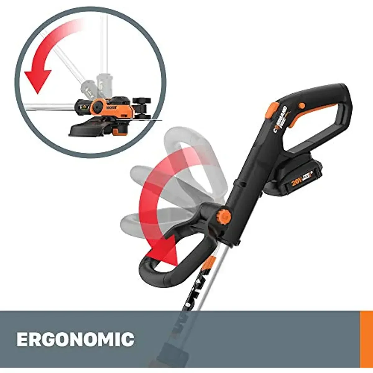 Worx WG163 GT 3.0 20V PowerShare 12" Cordless String Trimmer & Edger (รวมแบตเตอรี่ 2 ก้อนและอุปกรณ์ชาร์จ)