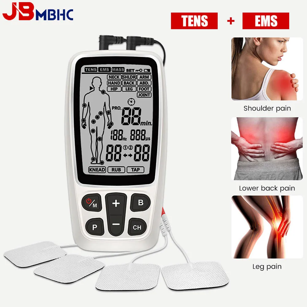 

3 in 1 EMS Electric Muscle Stimulator TENS Unit Physiotherapy Pulse Machine Full Body Massager Pain Relief Health Care Device