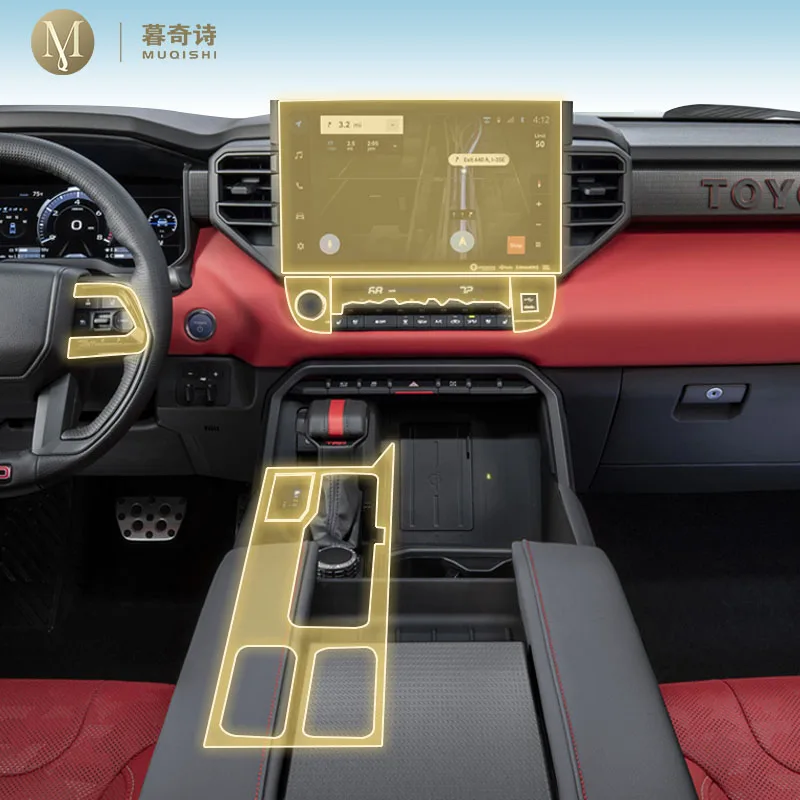 MUQSHI Pre cutting car Interior PPF paint protection film console transparent/matte TPU film refit For Toyota Tundra 2022-2024