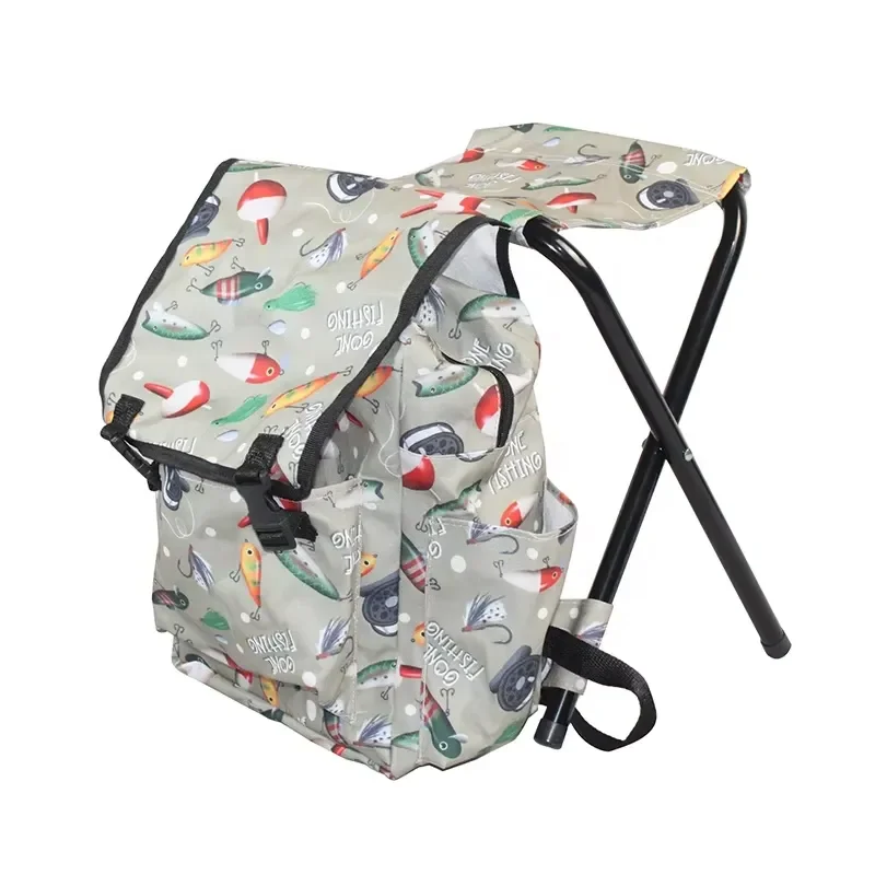 for Folding Durable 600D Oxford Fabric Portable Outdoor Fishing Chair with Backpack Storage