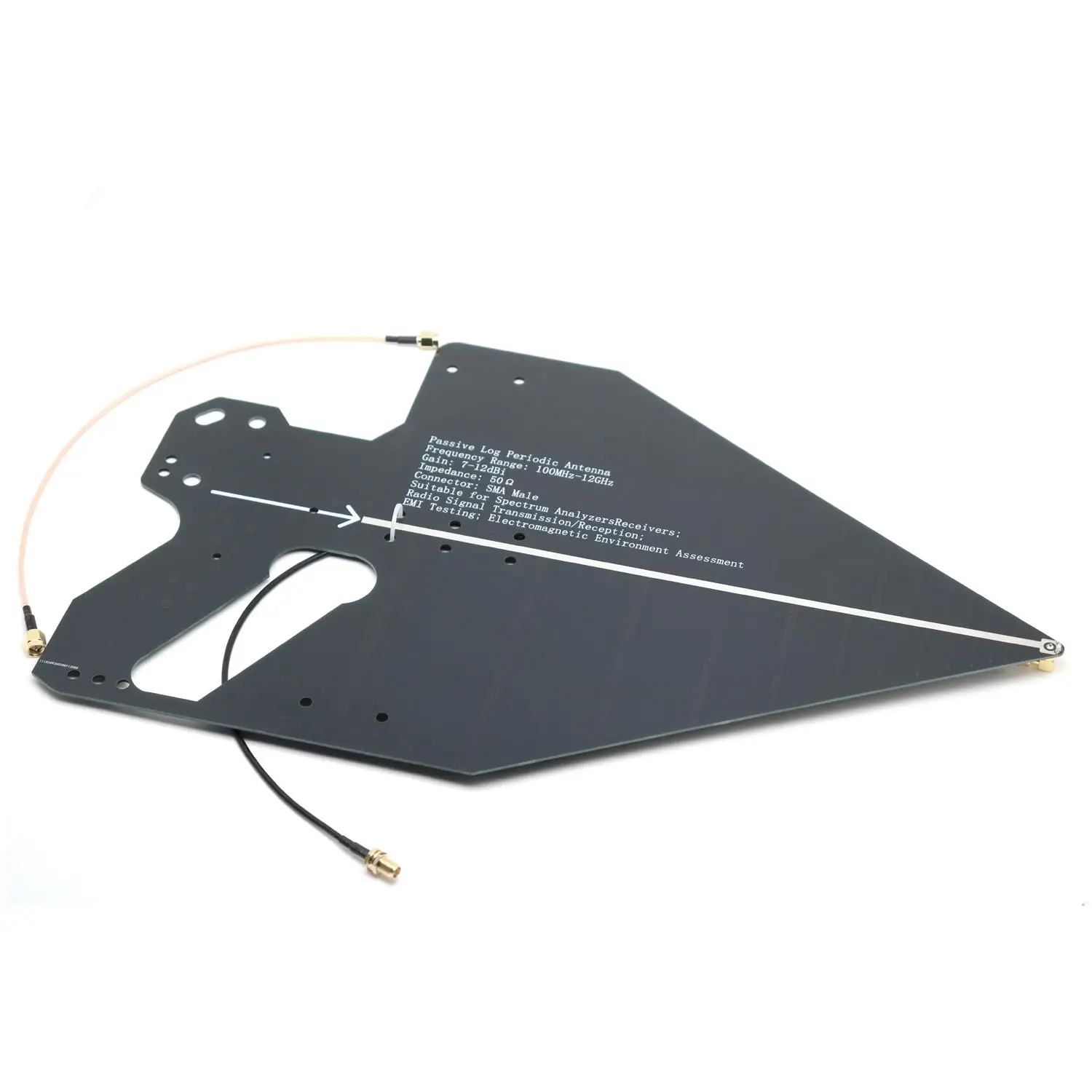 100MHz-12GHz Directional Log Periodic Antenna RF Test Receiver Transmitter ANT F/ Spectrum Analyzer VNA HAM LNA Power Amplifier