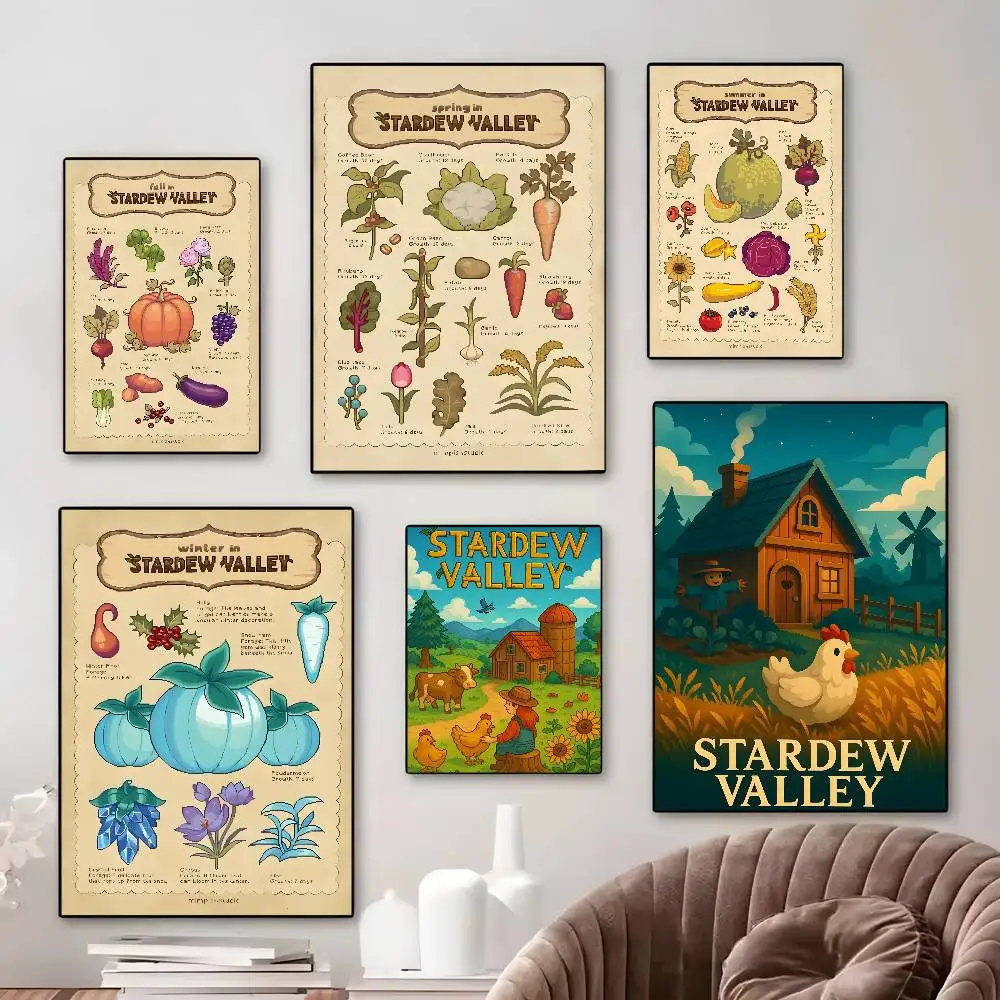 Video Game S-stardew Valley Poster art canvas HD aesthetic Printing Paper Wall Art for Living Room Bar fashion Home Decor