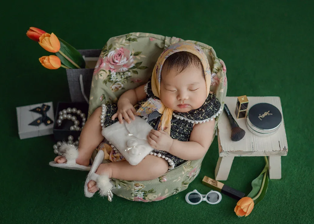 Newborn Girls Photography Props Fragrance Rich Girl Dress Sofa Handbag Theme Set Fotografia Accessories Studio Shoot Photo Prop