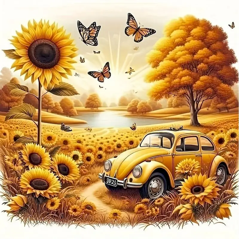 

PhotoCustom Diamond Mosaic Car Landscape DIY Full Square Round Diamond Painting Flower Needlework Embroidery Handmade Gift