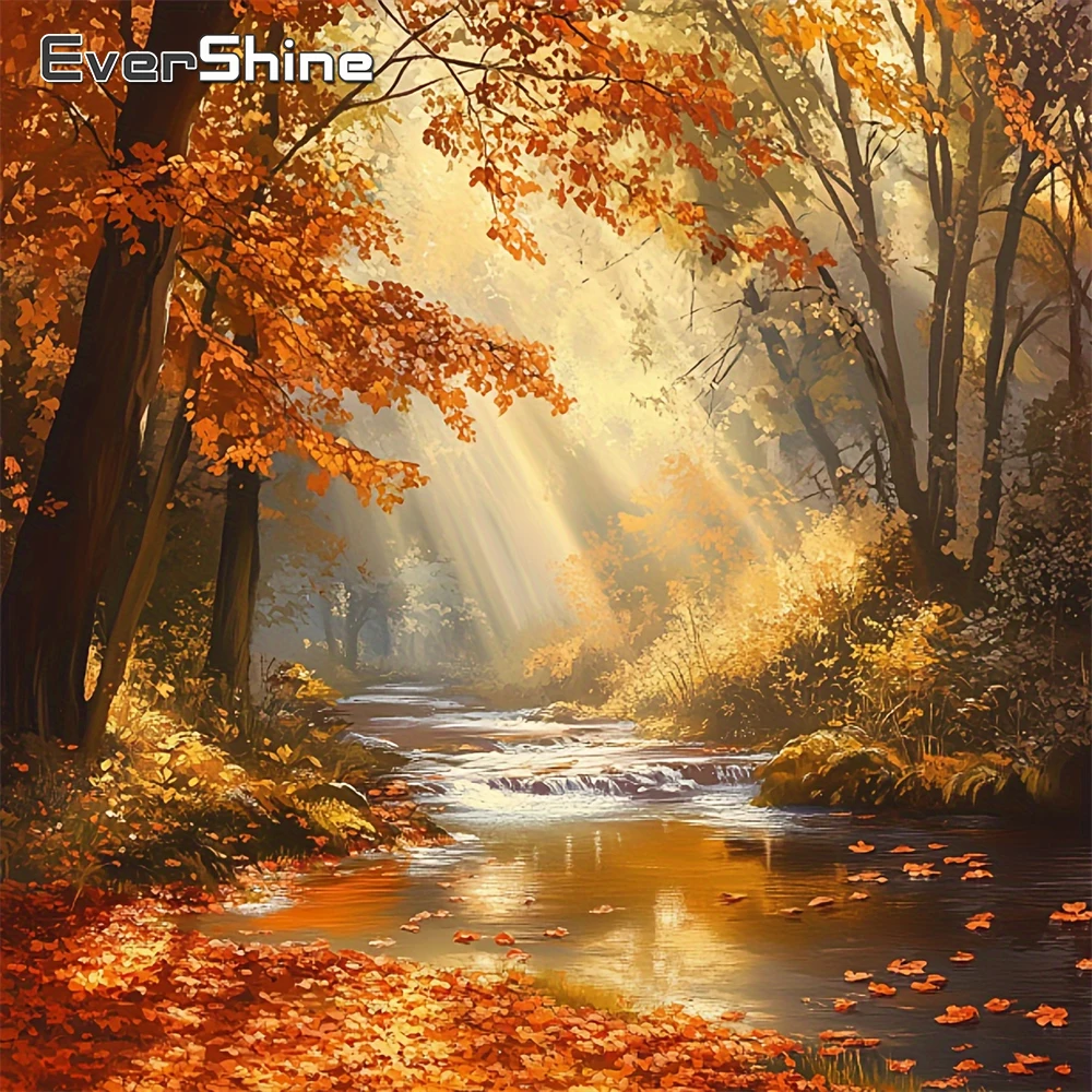 

Evershine Diamond Mosaic Tree Landscape Autumn DIY Cross Stitch Kits Diamond Painting River Acrylic Craft Supplies Handmade Gift