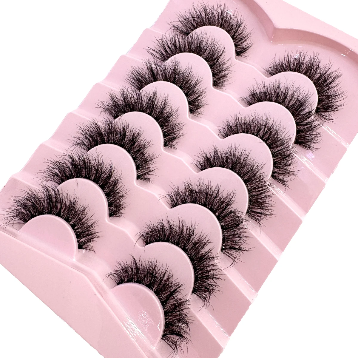 HBZGTLAD 7 Paar Katzenaugen-Wimpern, Natürliche Lange Wimpern mit Klarem Band, Flügelendes Ende, Verlängerte Augenwimpern, Kunstnerz-Wimpern für Make-up – Detail 4