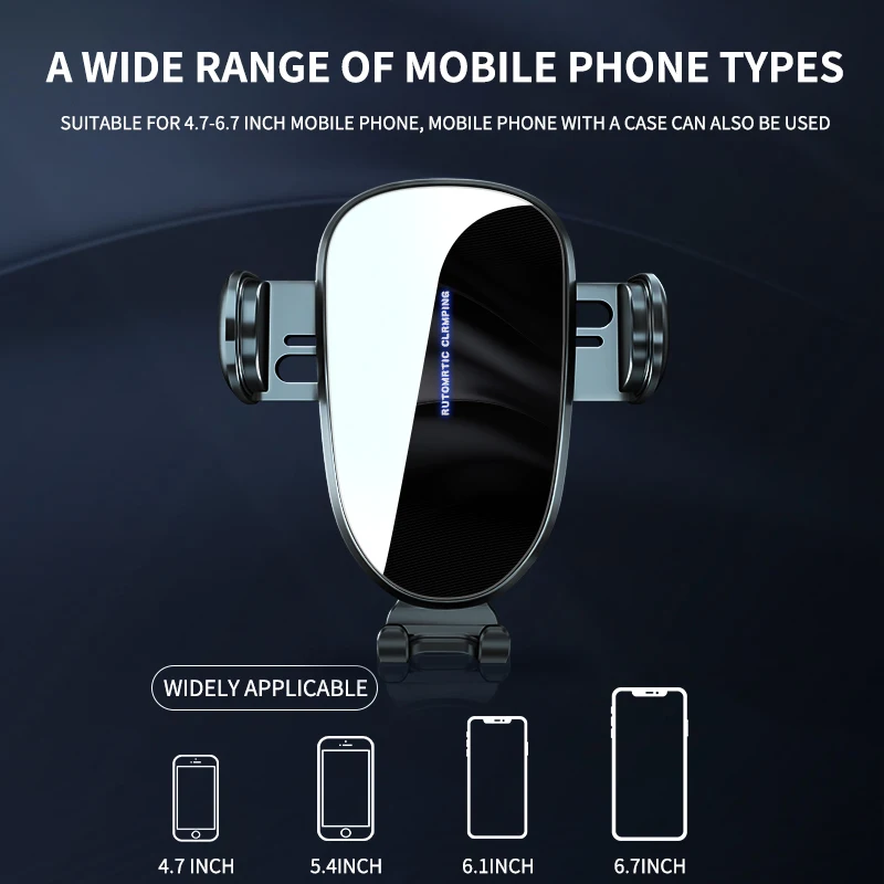 車の携帯電話ホルダー,自動クランプ,iPhoneおよびすべて用のワイヤレス充電器,Android対応,8番目のスマートセンサー,急速充電
