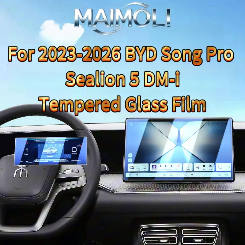 Protection d'écran pour BYD Song Pro DM-i Sealion 5 2024-2026, verre trempé 8,8''+12,8'', 9H anti-rayures, HD clair, anti-reflets