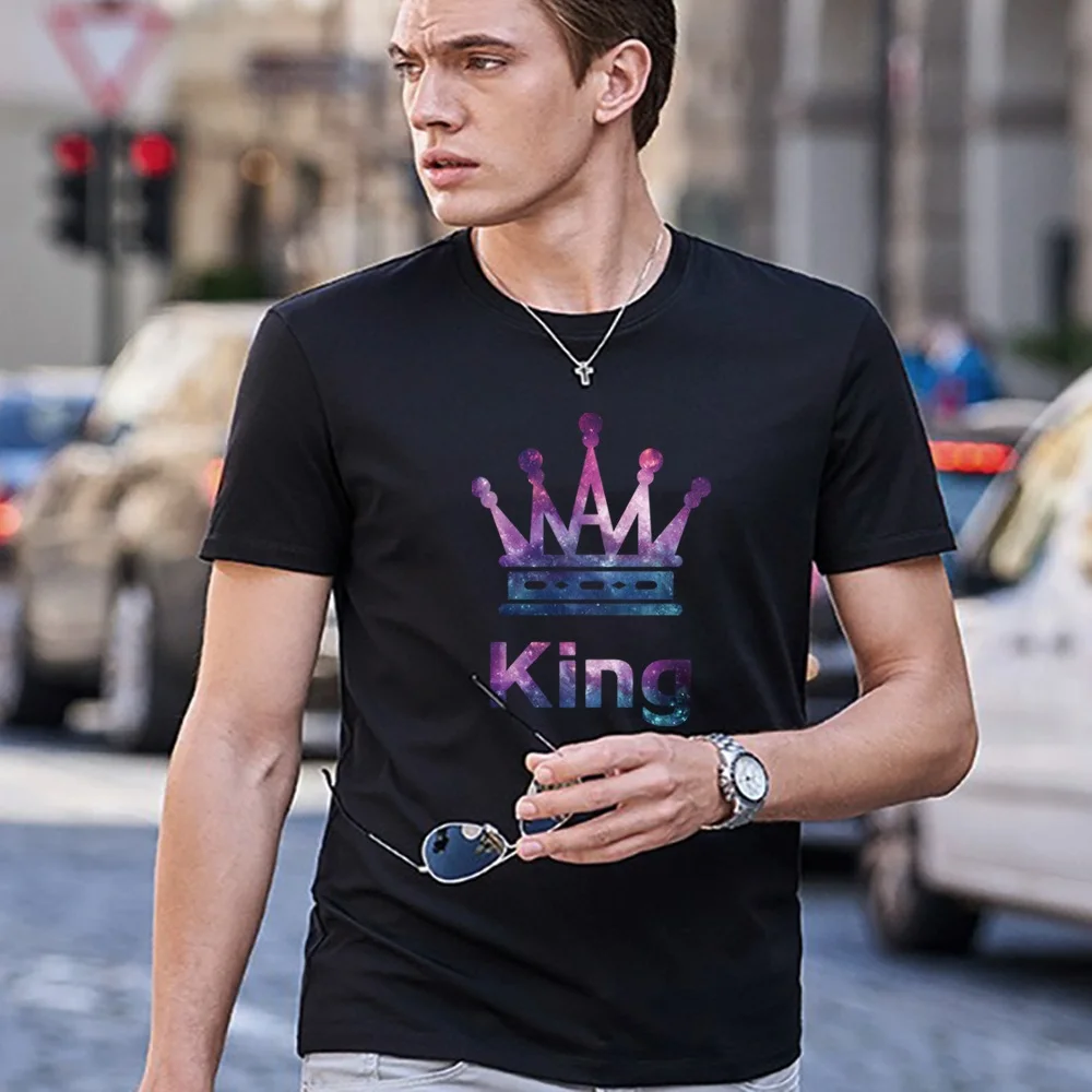 Summer O-neck Men Clothes Harajuku T-shirts Casual Tops Tees Fashion King Printing Male Clothing All-match Short Sleeve T Shirt