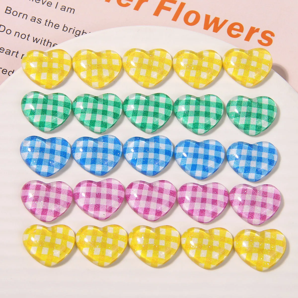 

Wholesale 100pcs 22*18mm Flatback Love Heart Shape Colorful Painting Resin Cabochons Fit Phone Shell Hair Clip Garment Ornaments