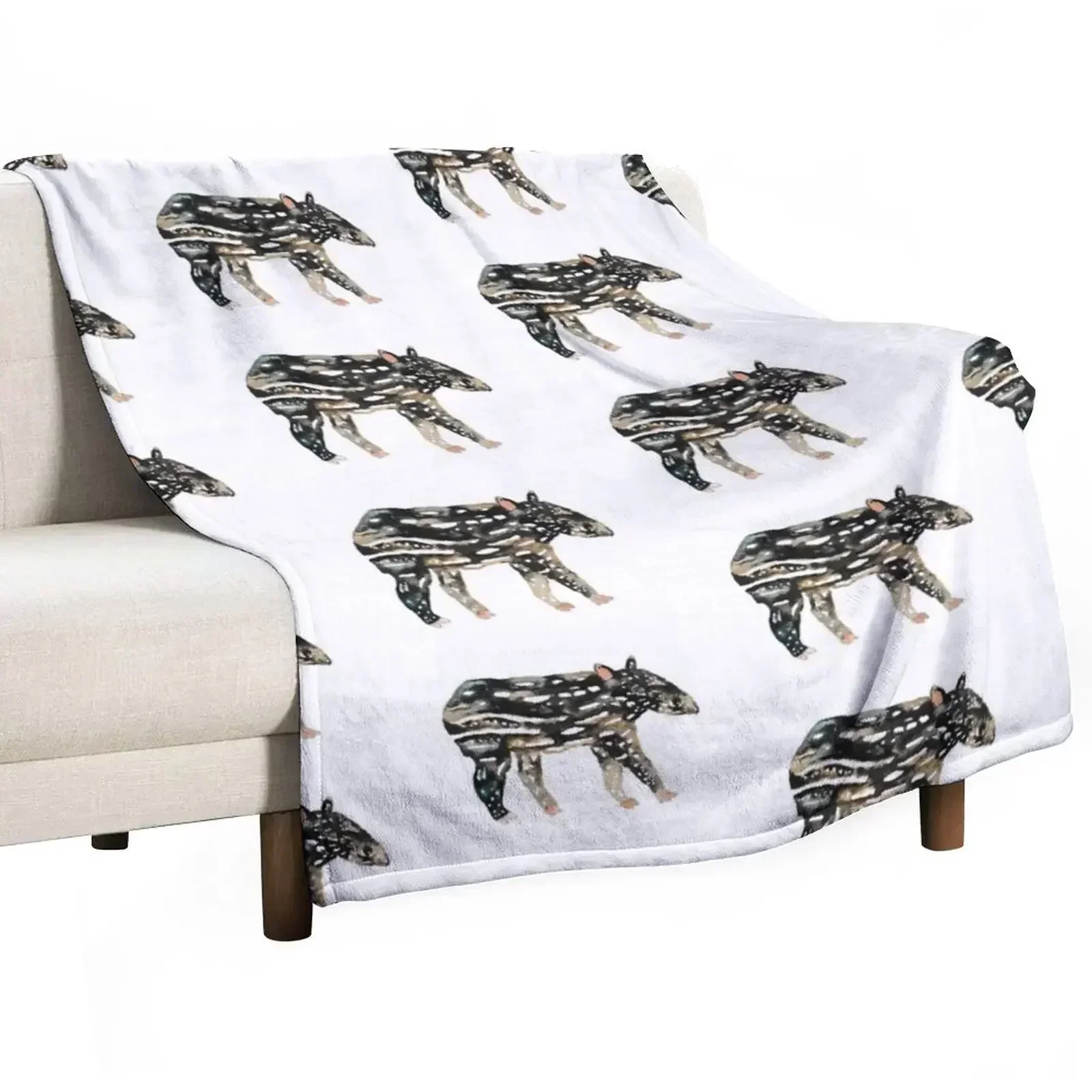 

Baby Malayan Tapir Watercolour Throw Blanket Loose Thermals For Travel Bed covers Thin Blankets