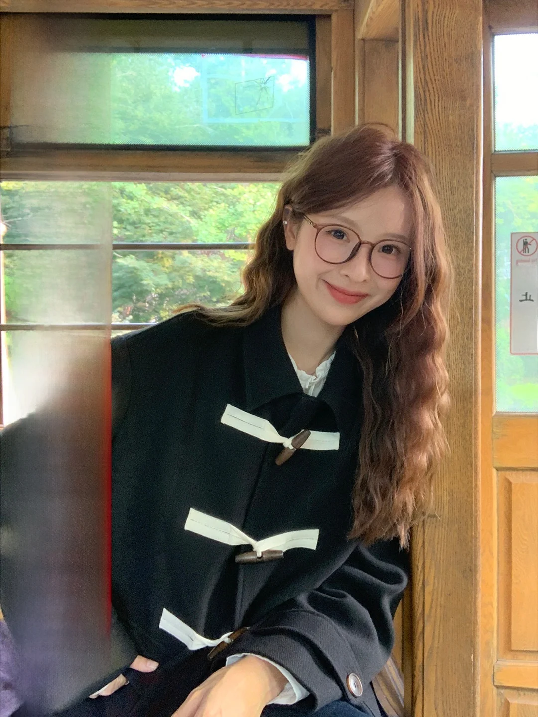 

Slimming Effect Woolen Coat with Horn Buttons Korean Sle College Faion Winter New Arrival Women's Long Jaet Outerwear