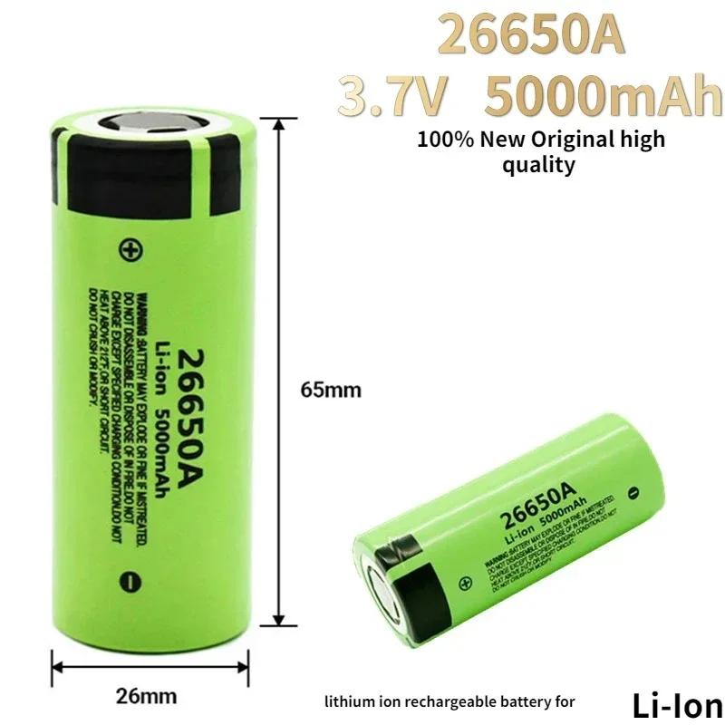 Bateriarecarregável deíondelítio paralanternaLED26650A ecarregador, altaqualidade, 26650, 5000mAh, 3.7V, 50A, 100%original, novo