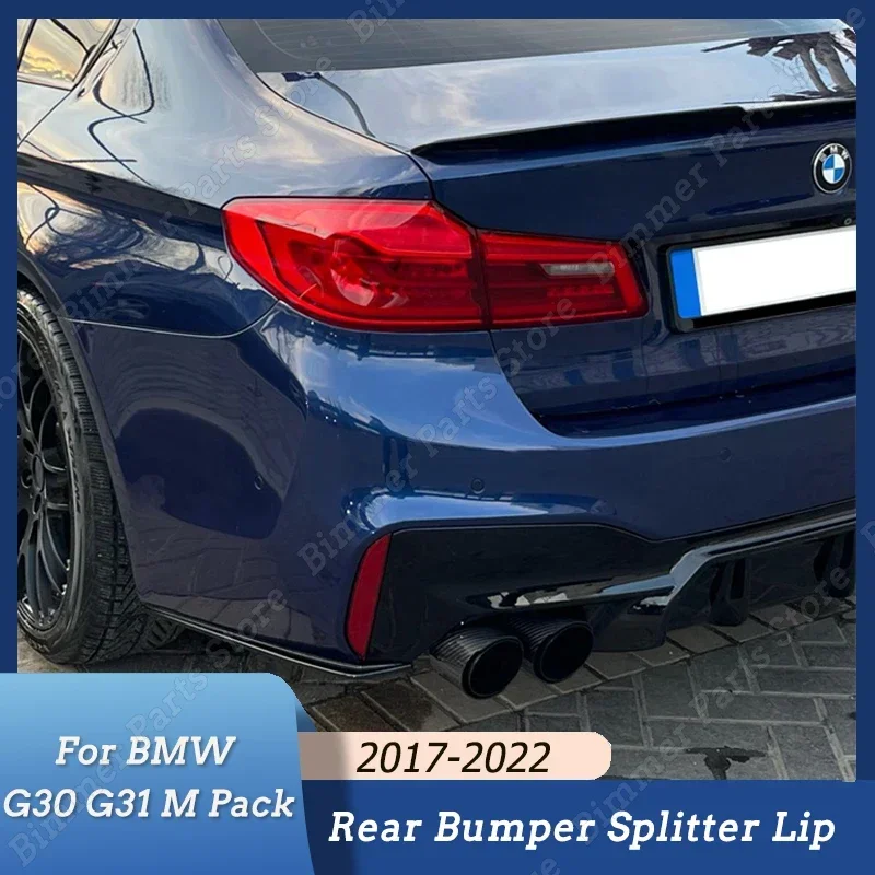 

For BMW 5 series G30 G31 525i 530i 540i 2017-2022 2Pcs Gloss Black Car Rear Bumper Lip Side Splitters Flaps Spoiler Winglets ABS