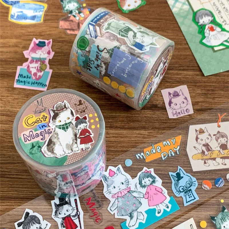 Wander In The World Of Cats Die Cut Matte PET Tapes Craft Supplies DIY Scrapbooking Card Making Decor Plan Sticker