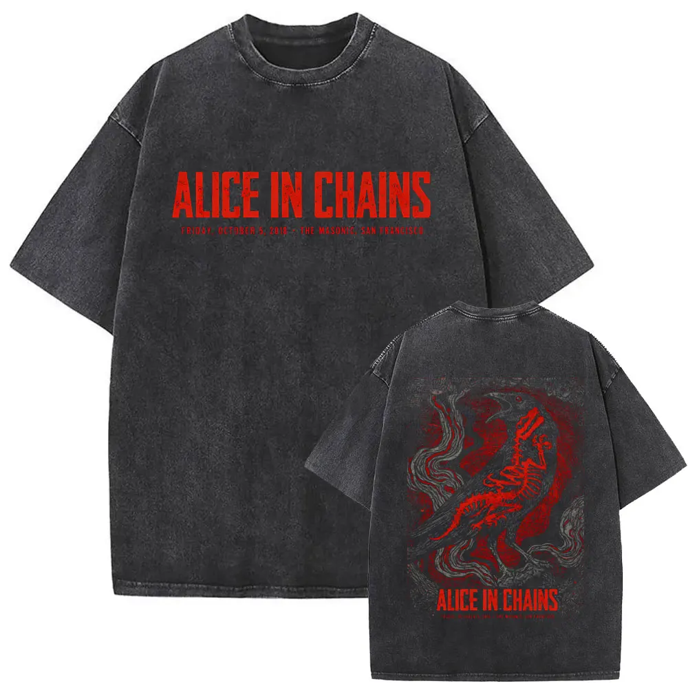 

Washed Vintage Rock Band Alice in Chains T-shirt Summer Men Women Clothing Gothic Punk T Shirts Men's Casual Retro Cotton Tshirt