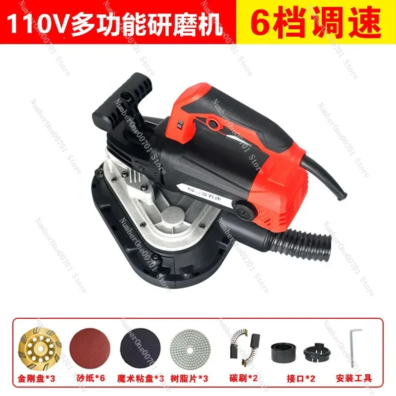 110V Three-Head Multi-Function Grinder Cement Floor Grinder Concrete Dust-Free Water Grind Stone Floor Polisher