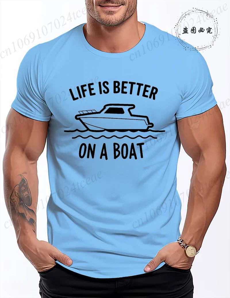 Life Is Better on A Boat T-Shirt for Women Men Funny Casual T-Shirt Oversized Trip Print TShirts Clothing Short Sleeve Tops Tees