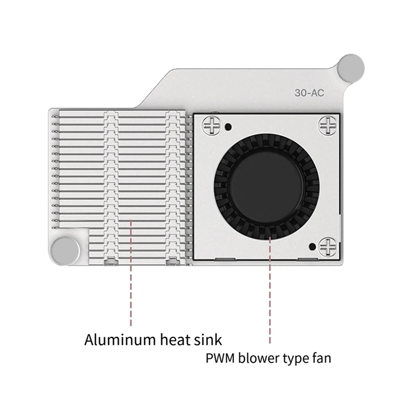 For Raspberry Pi 5 Argon 30Mm Active Cooler PWM Fan, Passive Cooling Aluminum Fins Radiator,Efficient Heat Dissipation