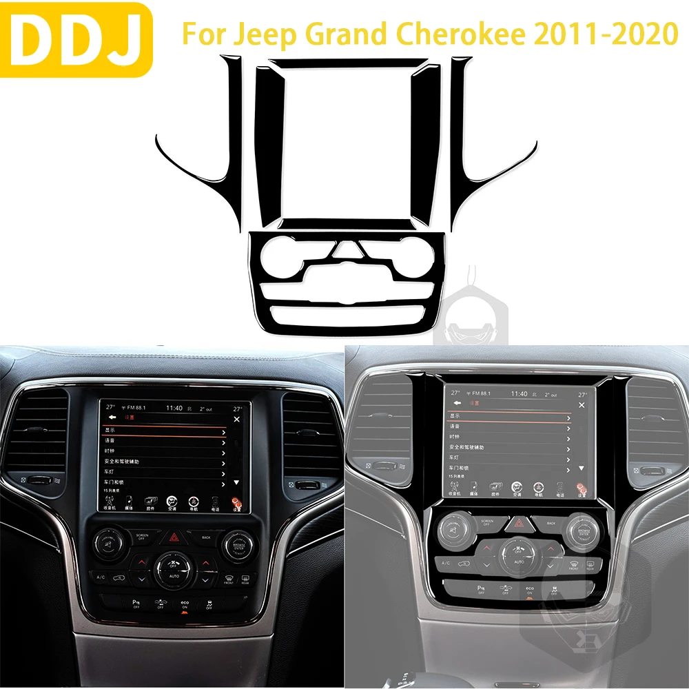 

For Jeep Grand Cherokee 2011-2020 Accessories Black Plastic Car Interior Central Control Navigation Button Radio Trim Sticker