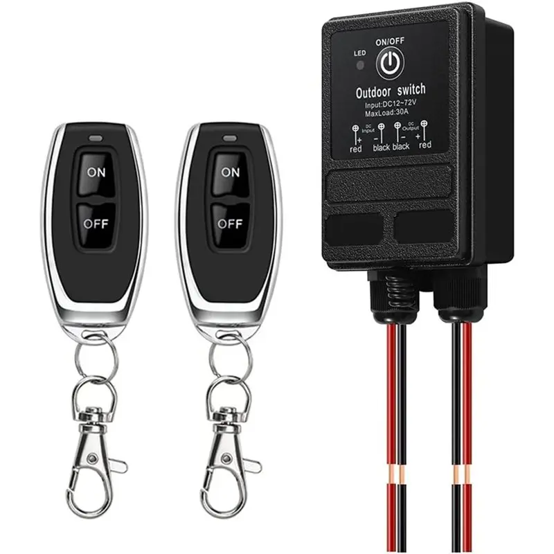 AT29-Wireless Relay Switch 12V Remote Control Switch DC12V/24V/48V/72V 30A Relay With 328FT Long Range For Alarm Syst