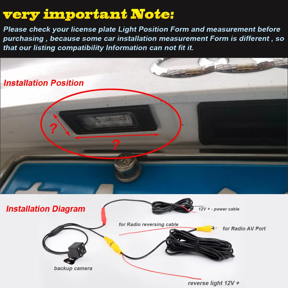 For Panda car rear view camera back up reverse car parking camera NTSC Waterproof