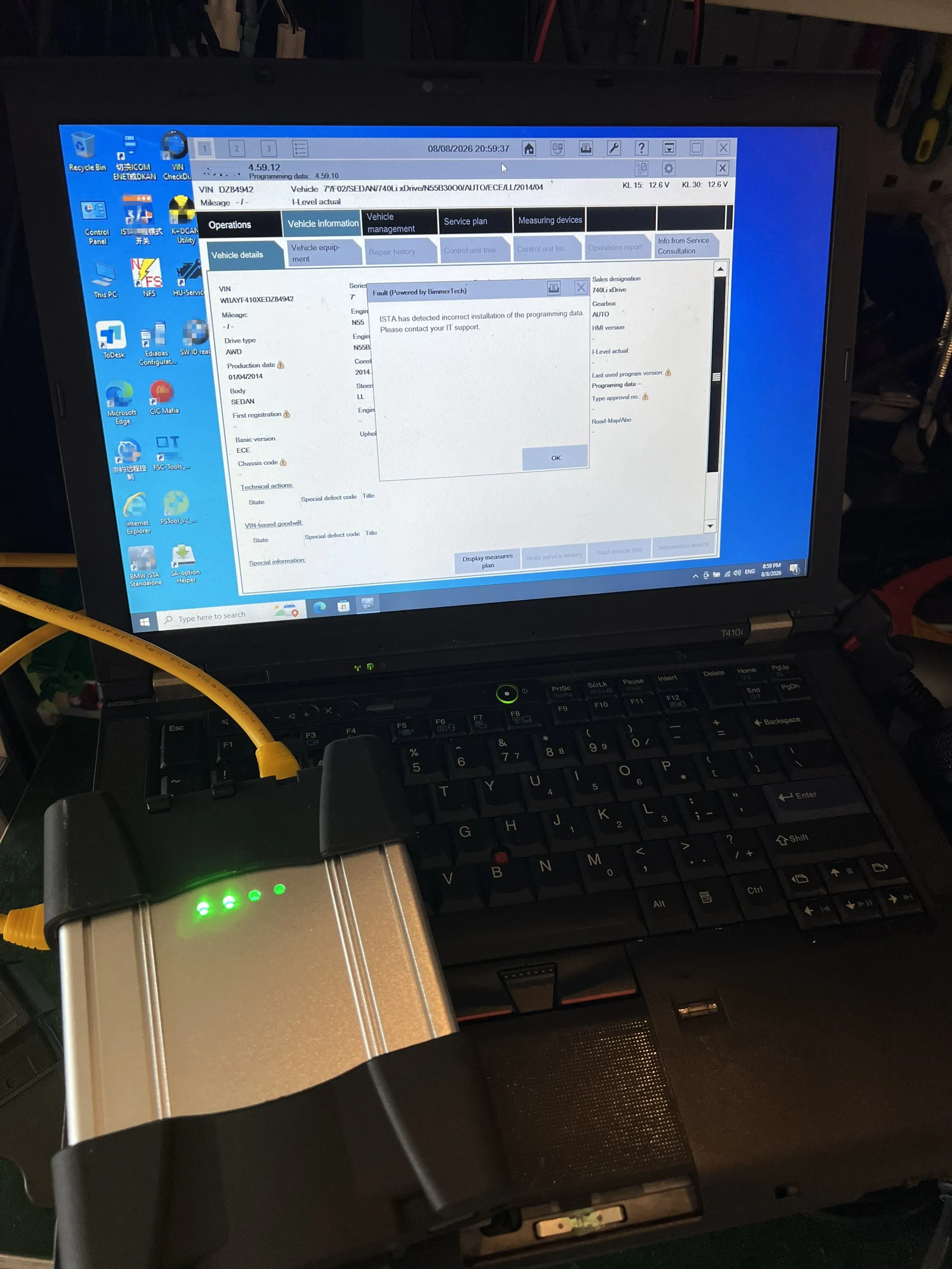 V2026.09 ICOM Next for BMW Diagnostic Tool With Engineers Software In T420 I5 8G Laptop