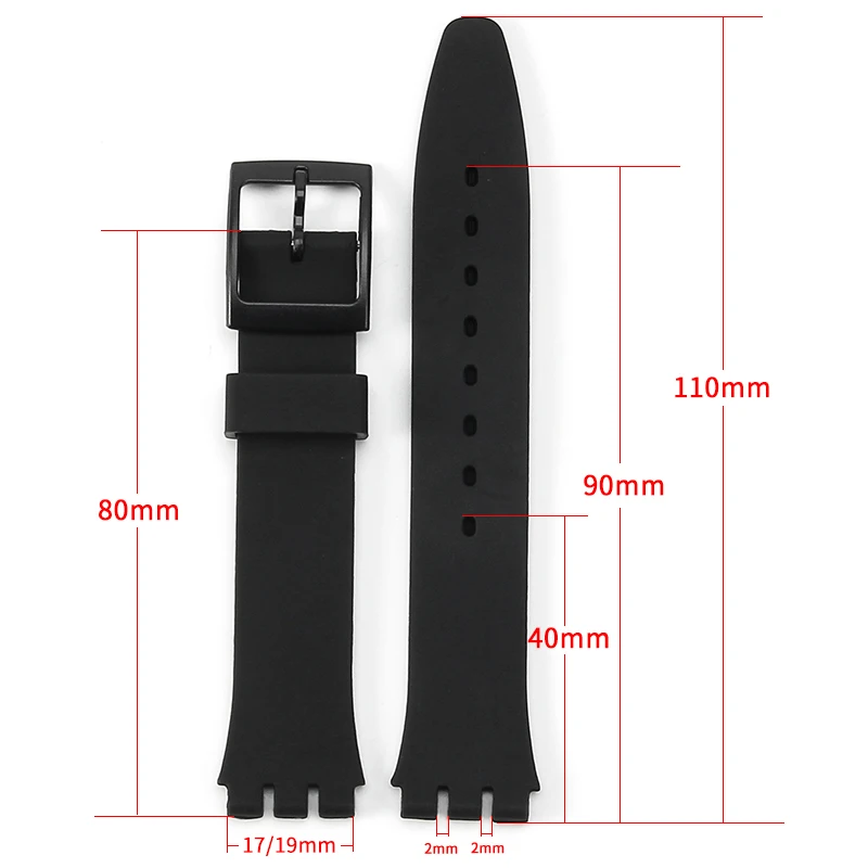 Silicone Watch Strap for Swatch Waterproof Sweat-Proof Soft Comfortable Multi-Color Rubber Men\'s Women\'s Watchband 17mm 19mm