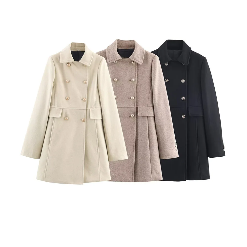 

Winter new women's fashion double breasted short coat jacket