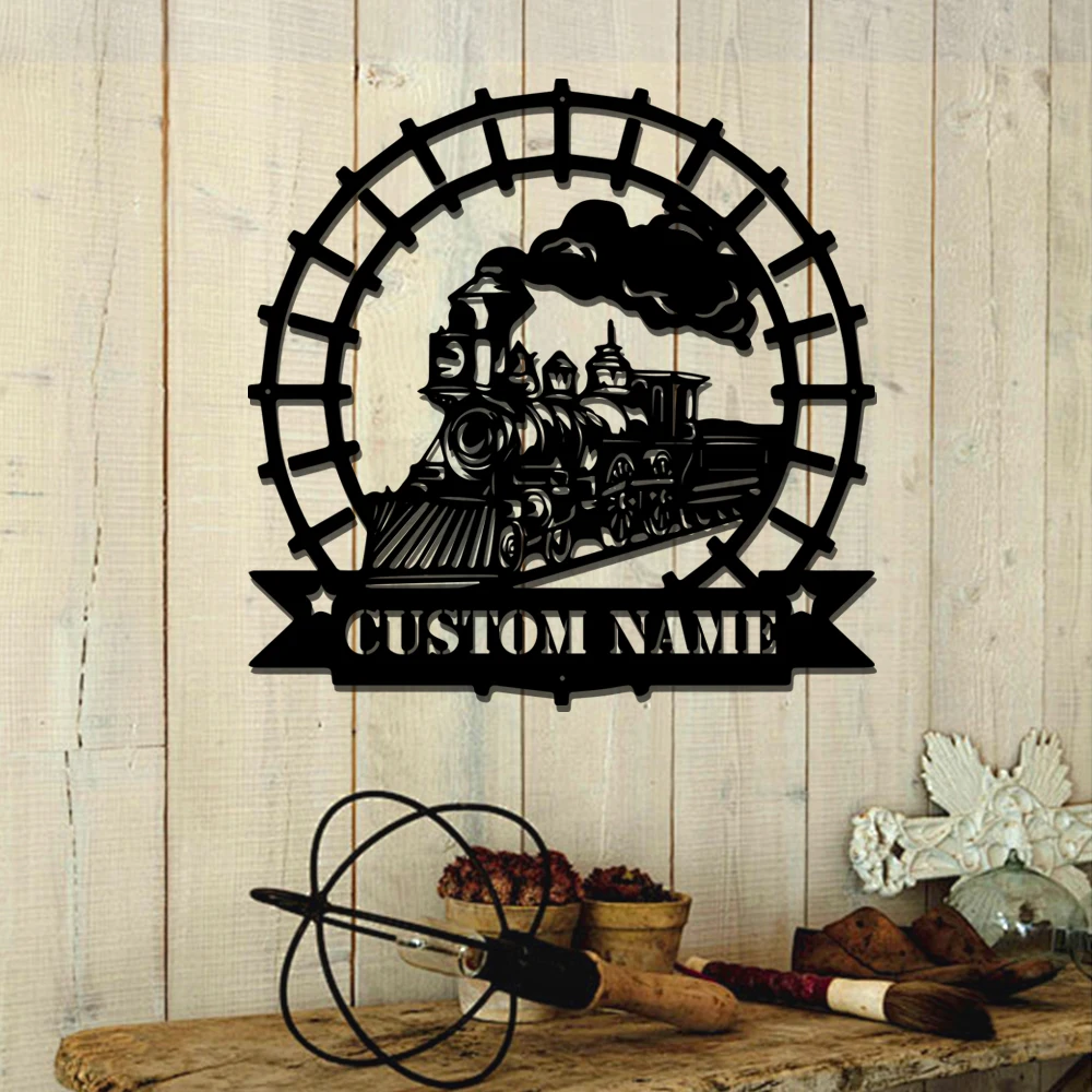 

1pc new train Customized Name Metal Wall Signs Iron Wall Plaque For Kids Room Living Room Home Decor